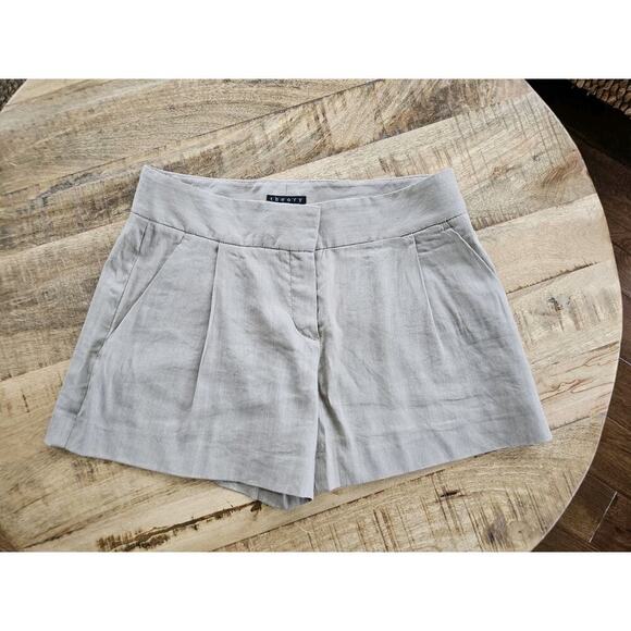 Theory Beige Linen Blend Shorts Women's Size 0 Chino City Boho Beach Resortwear - Picture 1 of 7